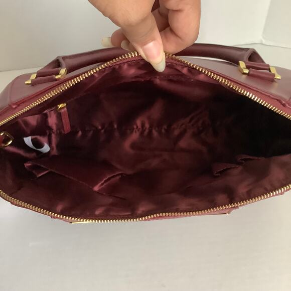 Joy & Iman Maroon Leather Matching Handbag Satchel Set with Shoulder Strap - Picture 12 of 16